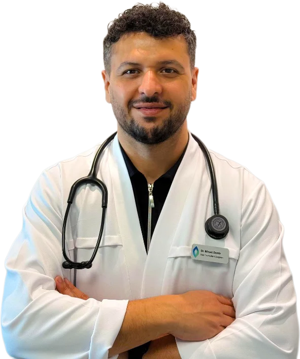 Dr. Mesut Demir in a white coat with a stethoscope